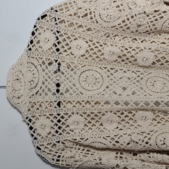 ZARA Open Crochet Cream Button Up Cardigan Shacket Coat Size Large - Picture 15 of 15